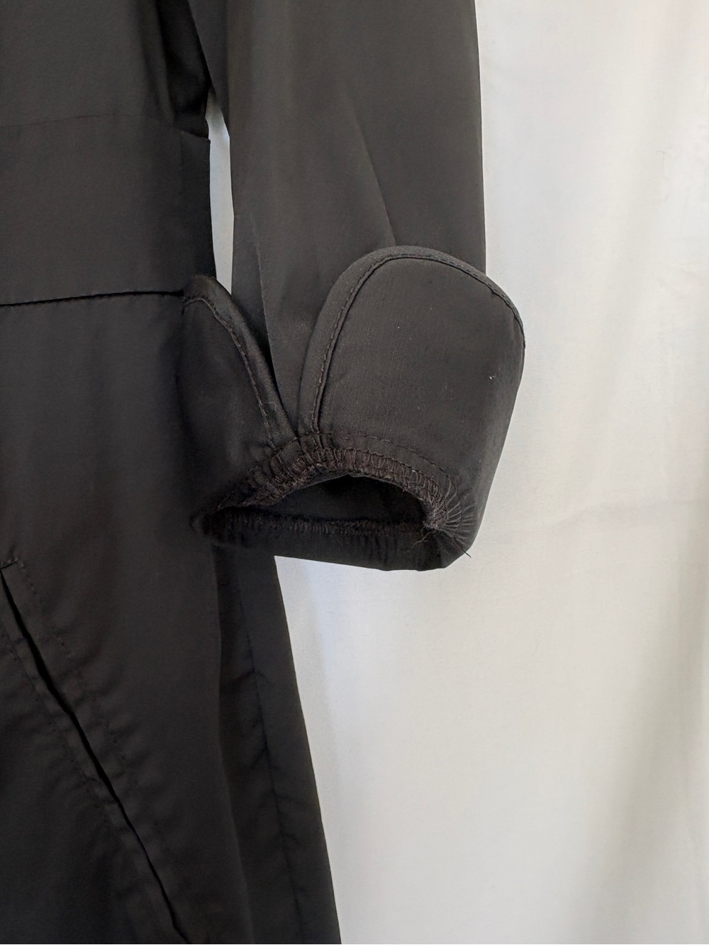 Club Monaco Tie Neck Black Shirt Dress Vintage 2000s Above Knee 3/4 Sleeve Sz 8 - Picture 4 of 9